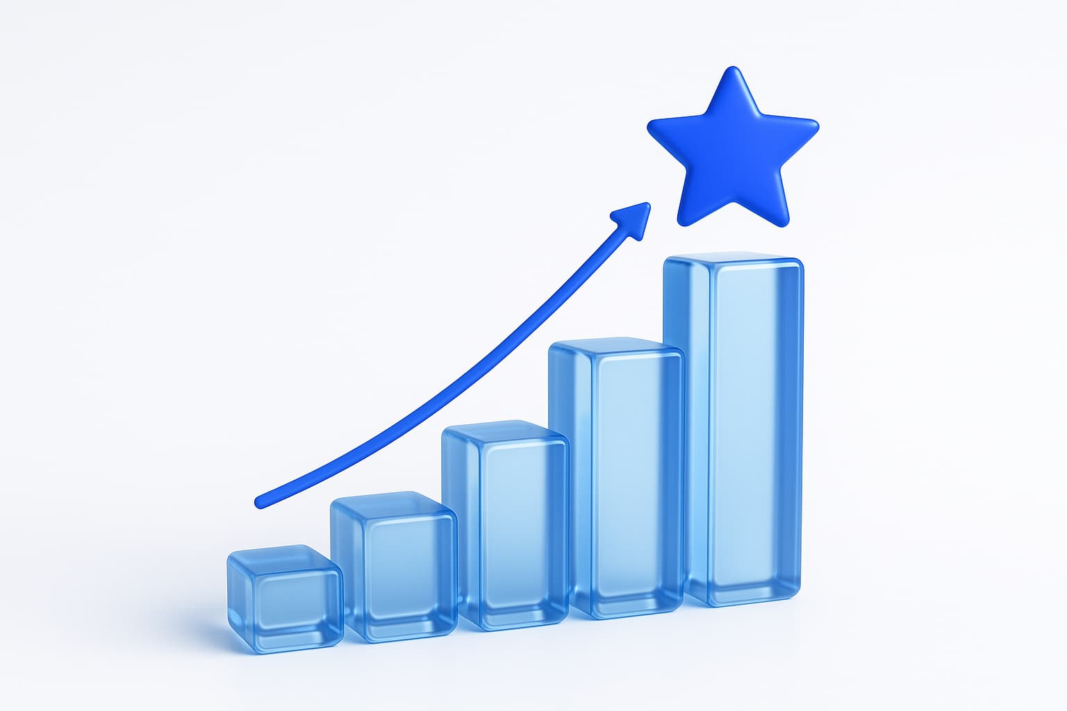 Aufsteigendes Balkendiagramm mit Stern
